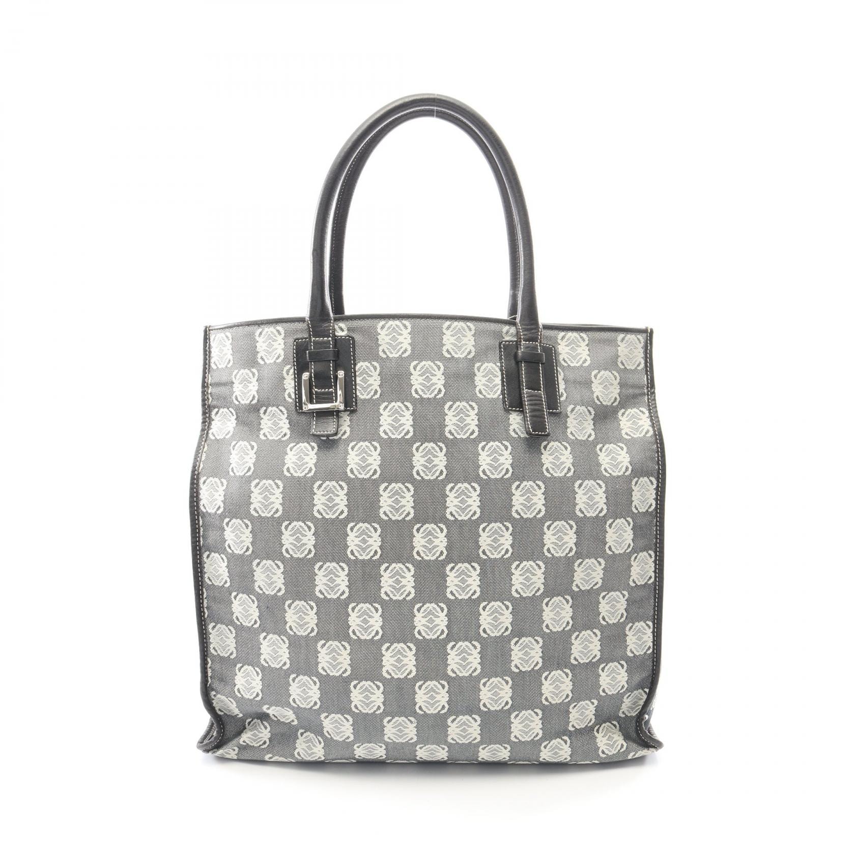 ロエベ LOEWE アナグラム トートバッグ バッグ キャンバス レザー レディース グレー系 / ブラック系 【中古】