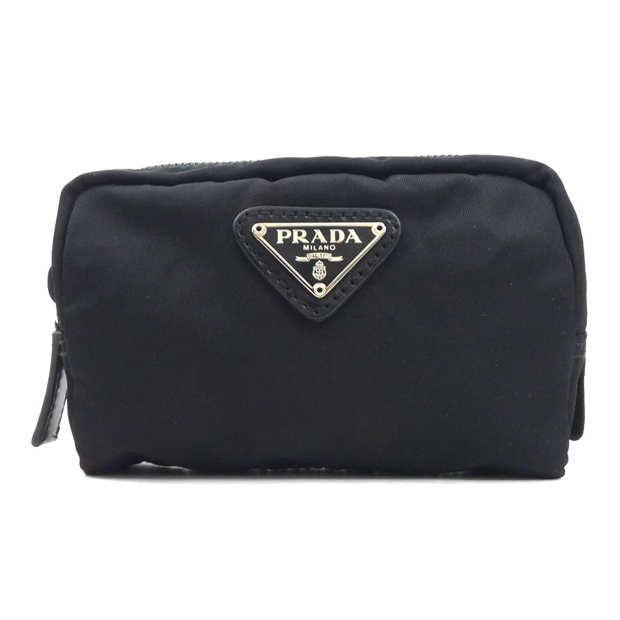 プラダ PRADA ポーチ ナイロン ブラック シルバー ユニセックス【中古】 e60996g