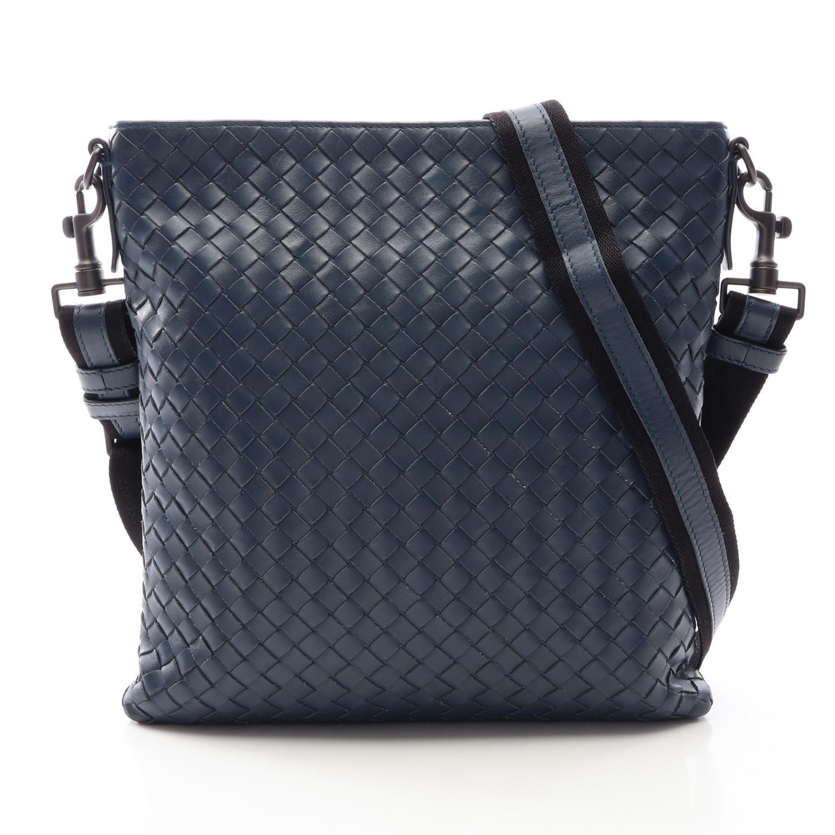 ボッテガヴェネタ BOTTEGA VENETA イントレチャート ショルダーバッグ バッグ レザー レディース グリーン系 【中古】