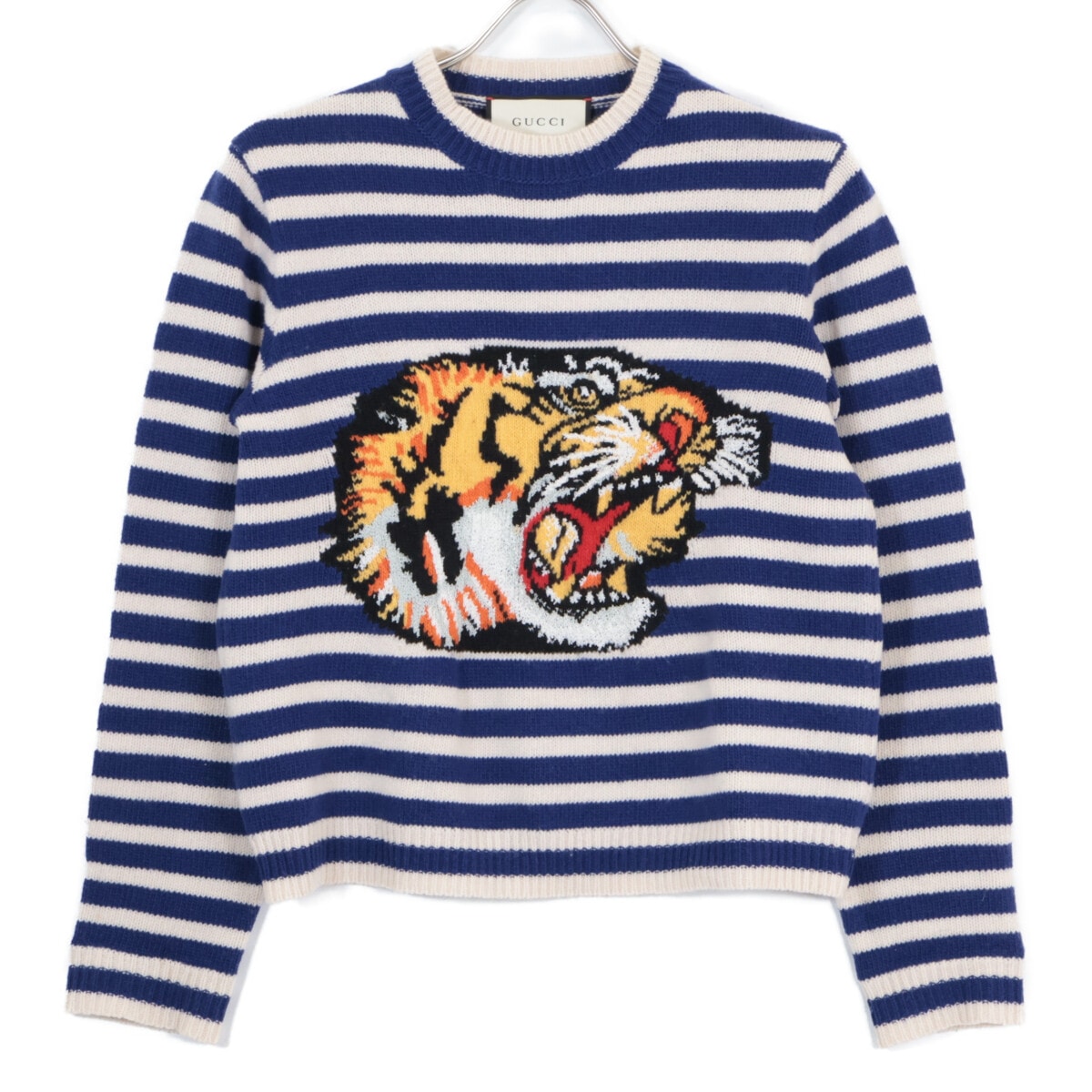 グッチ 457402  タイガー刺繍 ボーダーニット XS
