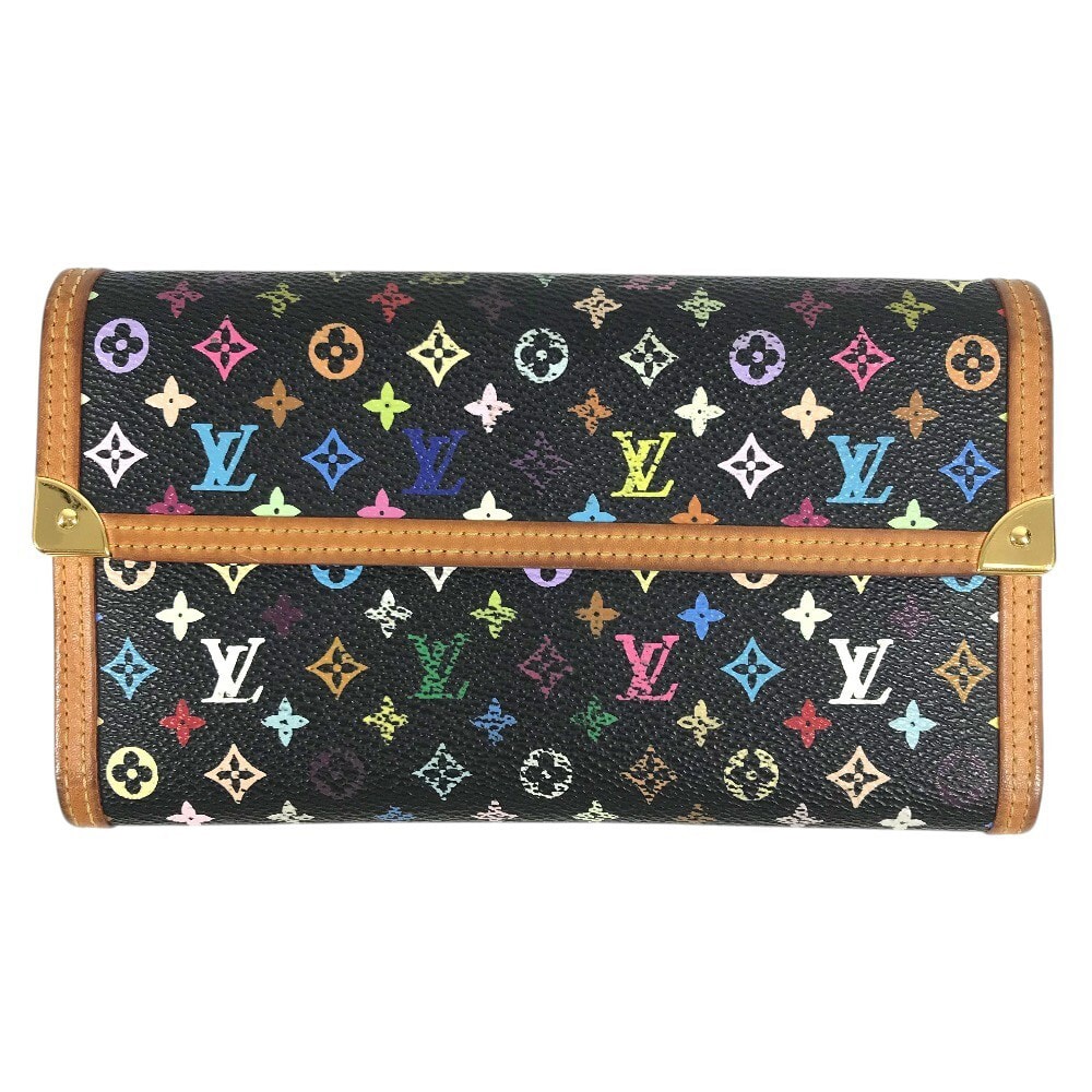 ルイヴィトン LOUIS VUITTON ポルトトレゾール インターナショナル M92658 三つ折り 財布 ウォレット ロングウォレット 長財布 モノグラムマルチカラーキャンバス ノワール ブラック
