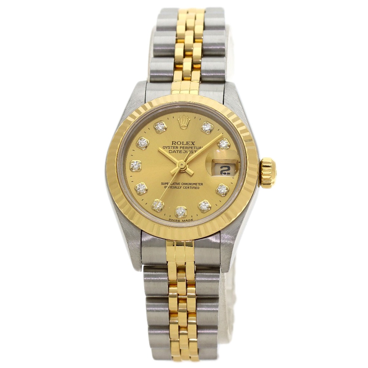 ROLEX ロレックス 69173G デイトジャスト 10P ダイヤモンド 腕時計 SS SSxK18YG K18YG レディース [中古]