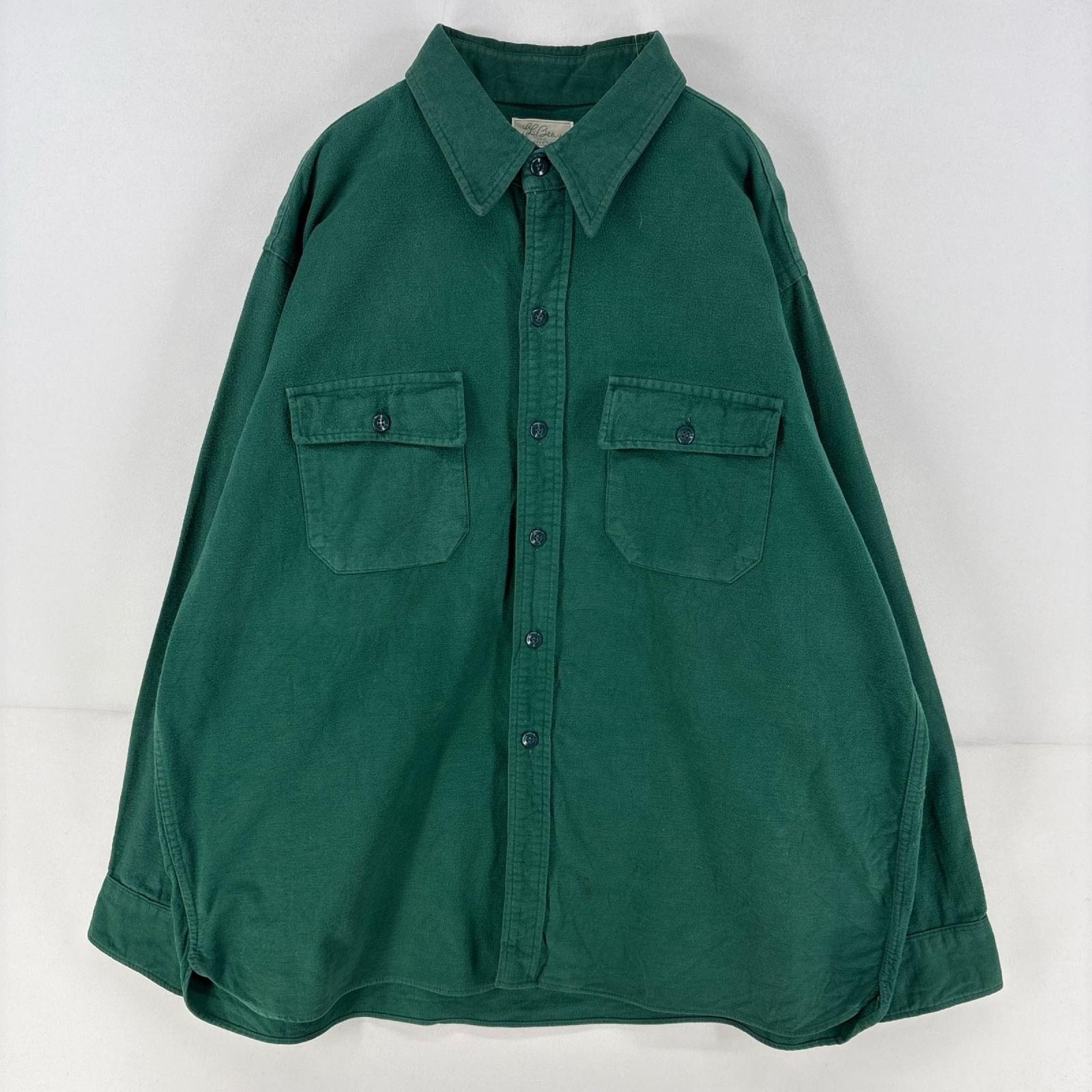 古着 70's/70年代 ヴィンテージ エルエルビーン L.L.Bean 長袖シャツ 胸ポケット 筆記体タグ シャモアシャツ 2XL  グリーン メンズ