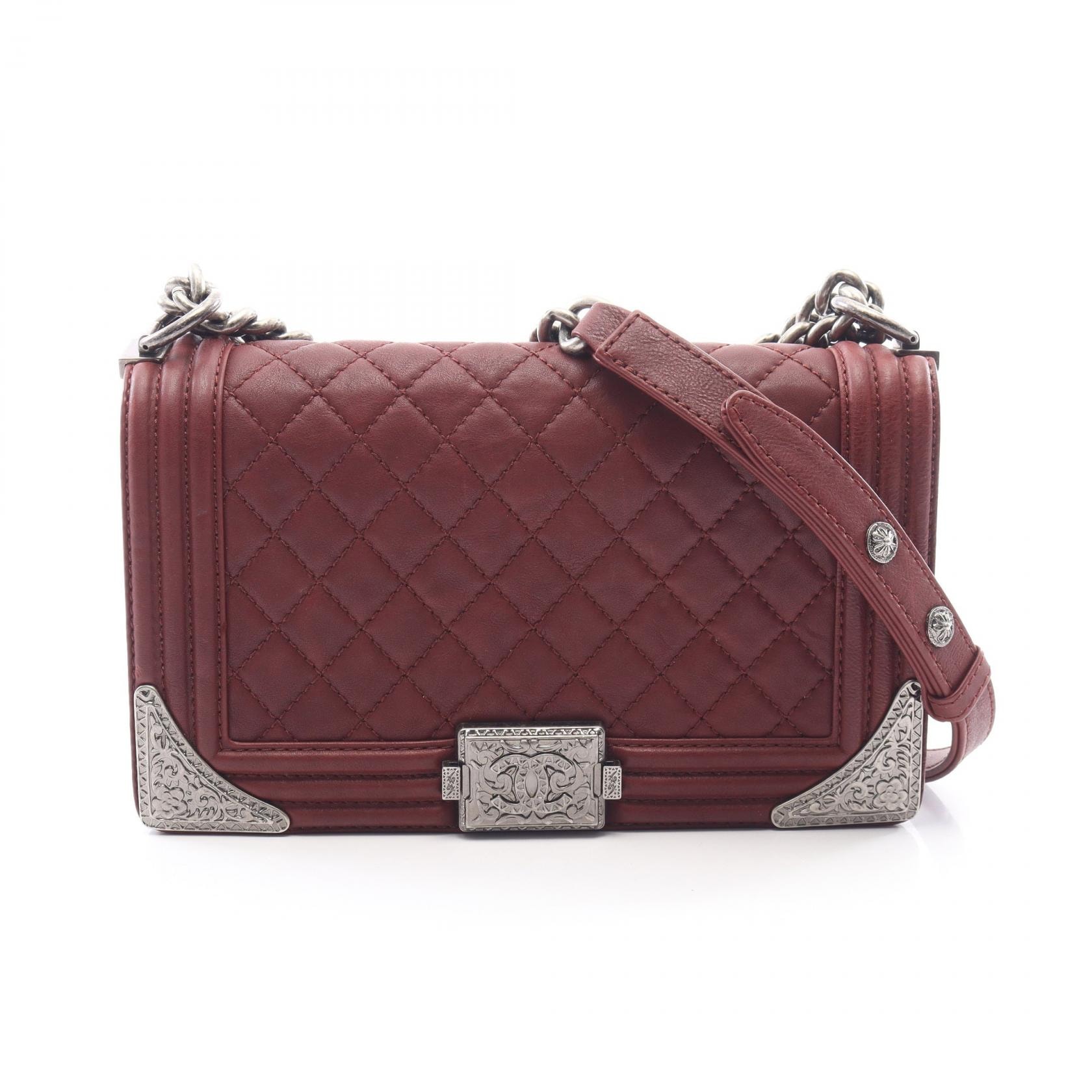 シャネル CHANEL ボーイシャネル ショルダーバッグ バッグ レザー レディース ボルドー系 【中古】