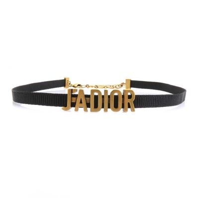 クリスチャンディオール Christian Dior チョーカー JA DIOR ファブリック/メタル ゴールド/ブラック レディース【中古】 r11274k