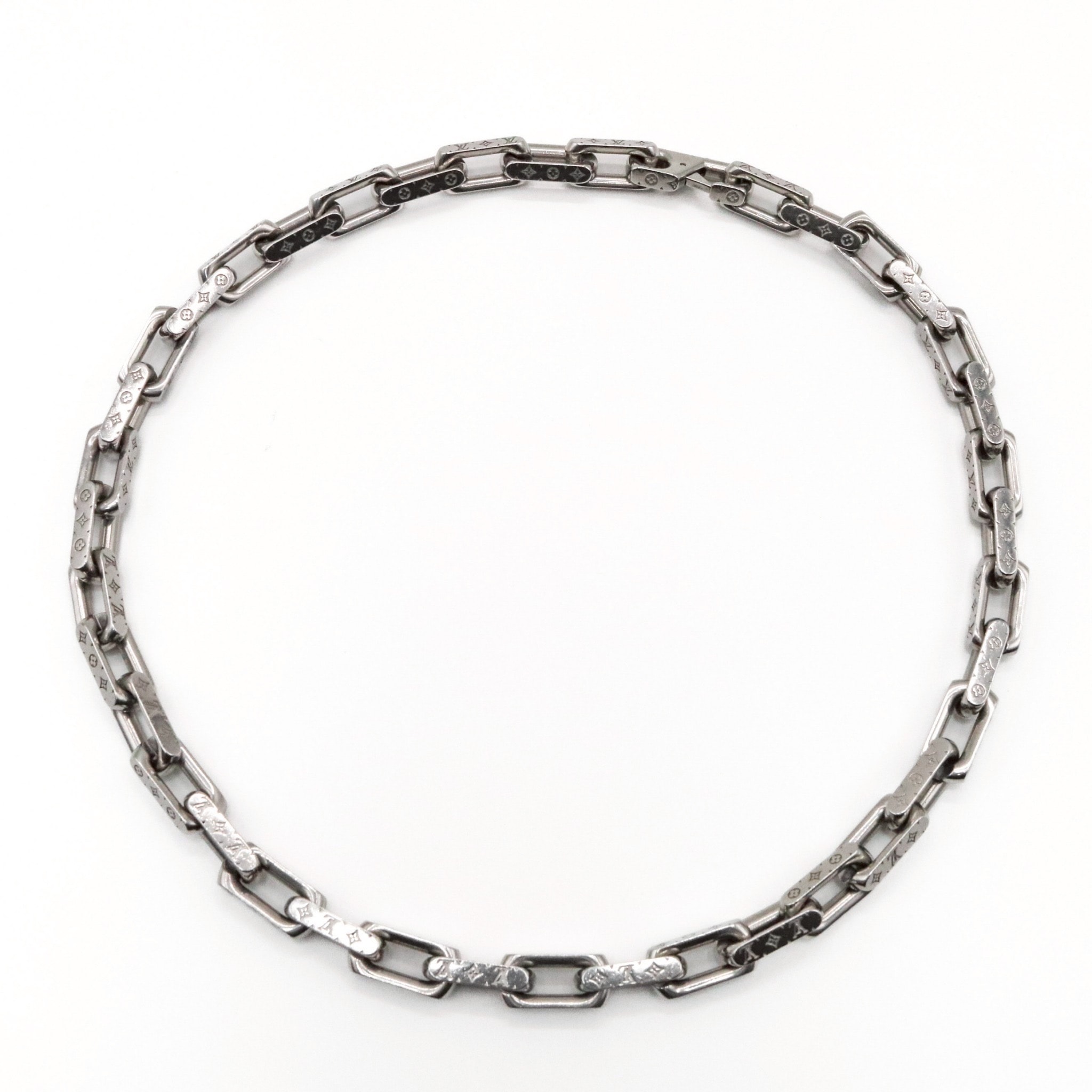 Louis Vuitton Monogram Chain Necklace "Silver"