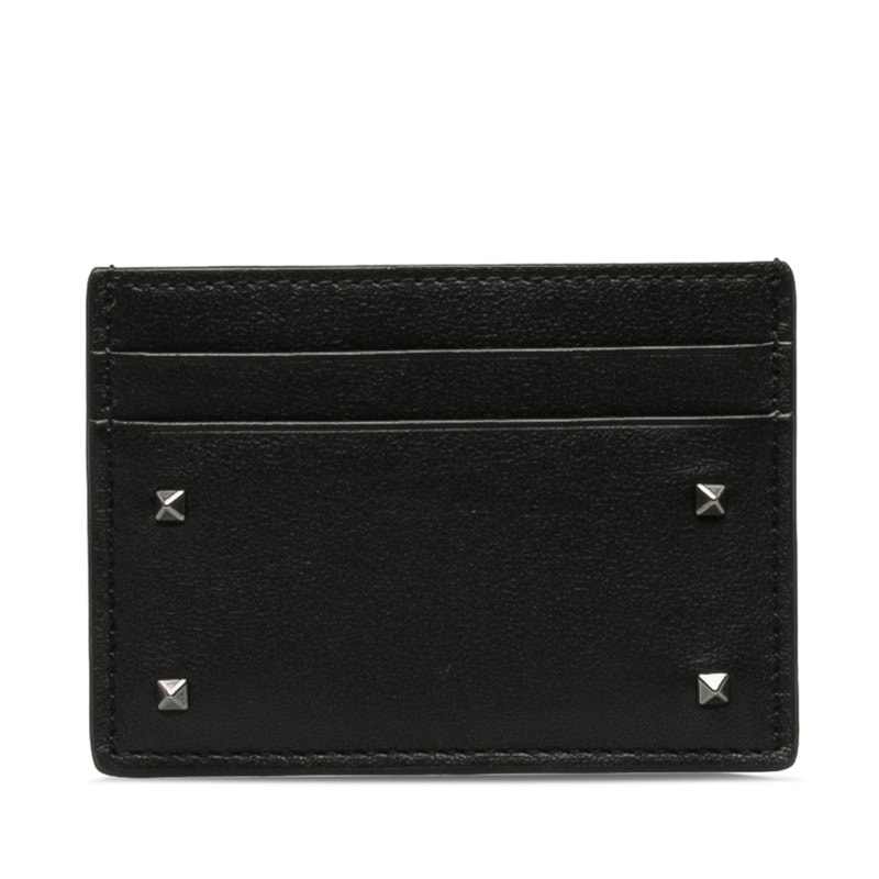 ヴァレンティノ ロックスタッズ カードケース パスケース ブラック レザー レディース VALENTINO 中古