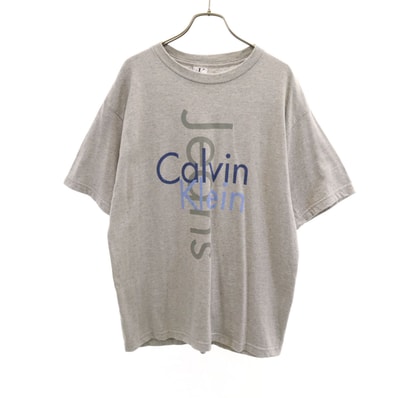 Calvin klein Jeans カルバンクラインジーンズ 90s オールド USA製 半袖 Tシャツ S-M グレー
