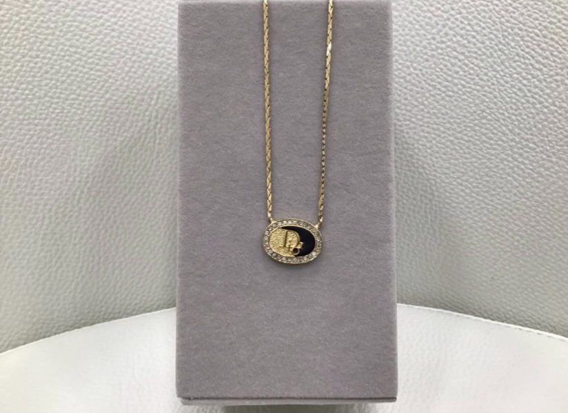Dior Rhinestone Necklace "Gold"