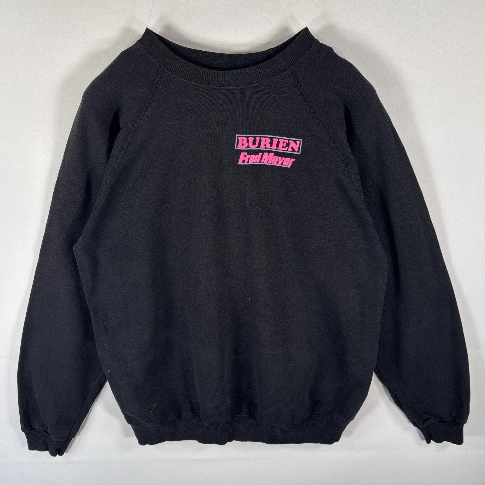 古着 80's/80年代 ヴィンテージ ヘインズ Hanes USA製 スウェット トレーナー プリント ラグラン ネオンカラー XL 46-48  ブラック メンズ