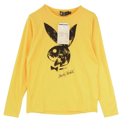 HYSTERIC GLAMOUR ヒステリックグラマー PLAYBOY プレイボーイ 0443CL05 ANDY WARHOL アンディ ウォーホル Tシャツ 長袖 カットソー イエロー系 L【極上美品】【中古】