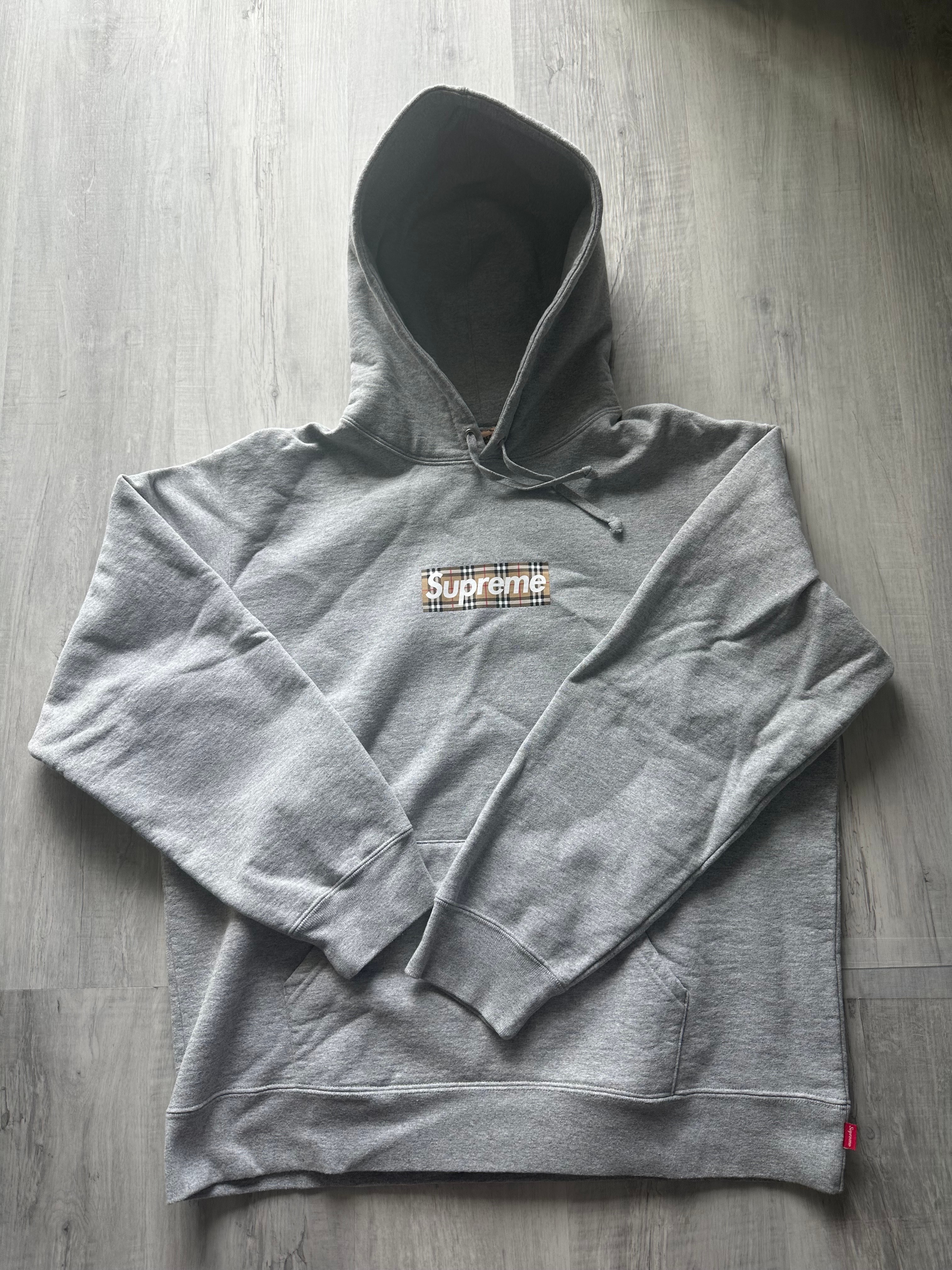 Supreme / Burberry Box Logo Hooded Sweatshirt "Heather Grey"