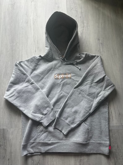 Supreme / Burberry Box Logo Hooded Sweatshirt "Heather Grey"