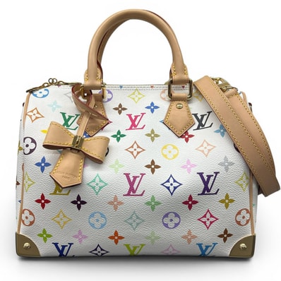 LOUIS VUITTON 極美品 ルイヴィトン LV×TM スピーディバンドリエール25 モノグラムマルチカラー ブロン 2way ミニボストン ショルダー M13085 PVC レザー RFID確認済 村上隆 Aランク 中古 鑑定済