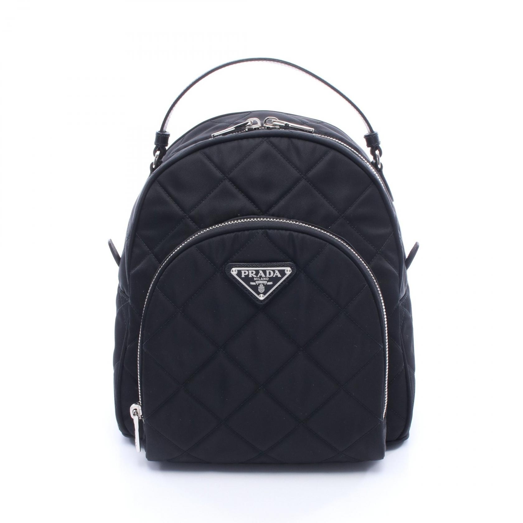プラダ PRADA TESSUTO IMPUNTU リュックサック バックパック バッグ ナイロン レザー レディース ブラック系 1BZ066 【中古】