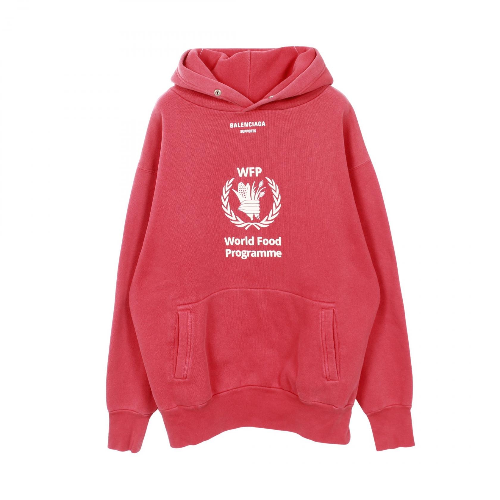 バレンシアガ BALENCIAGA WFP ロゴプリント パーカー 衣料品 トップス コットン メンズ レッド系 【中古】