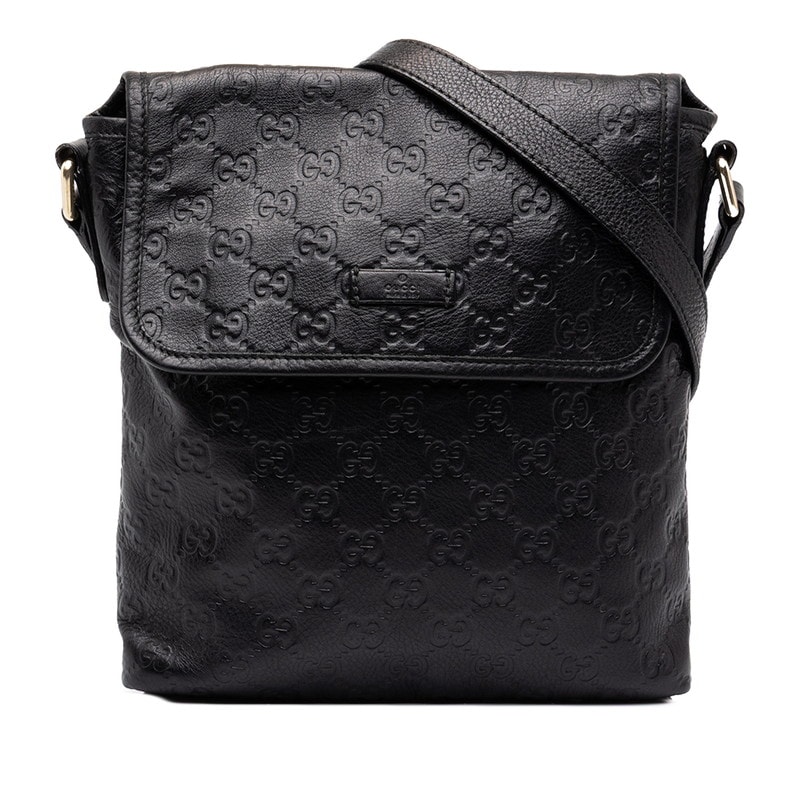 グッチ グッチシマ 斜め掛け ショルダーバッグ 223666 ブラック レザー レディース GUCCI 中古