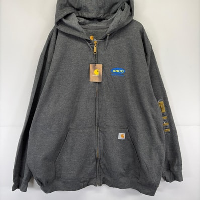 古着 美品 カーハート Carhartt パーカー フルジップ オリジナルフィット 大きいサイズ ワンポイント スウェット 3XL グレー メンズ
