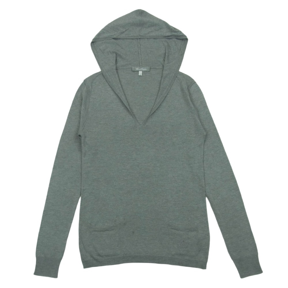MAX MARA マックスマーラ Maglla 銀タグ Vネック ニット パーカー フーディー グレー系 M【中古】