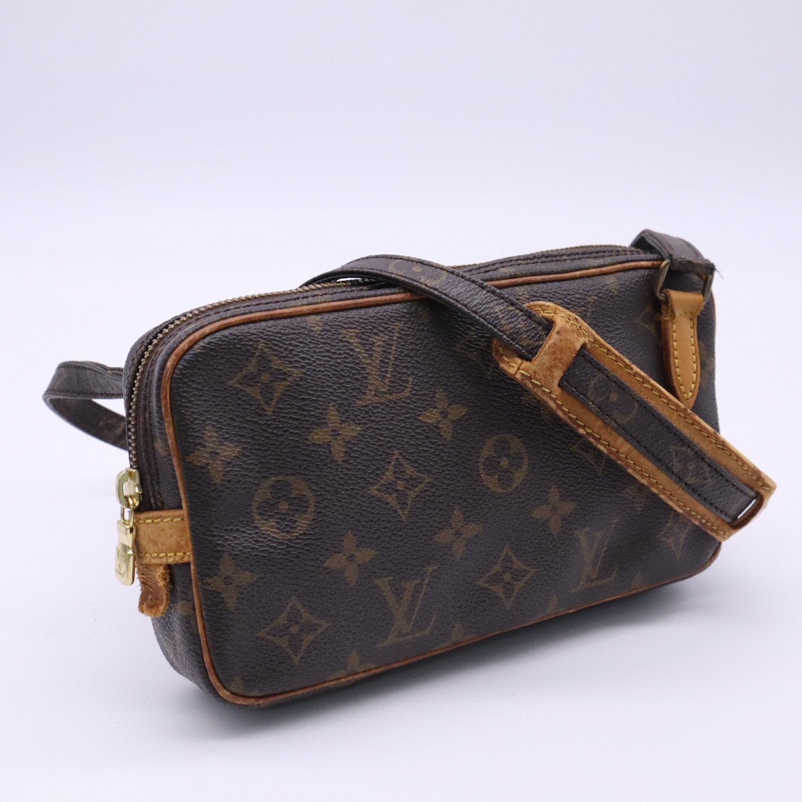 LOUIS VUITTON ルイ・ヴィトン モノグラム キャンバス ポシェット マルリーバンドリエール M51828 ショルダーバッグ ブラウン ベージュ コーティングキャンバス レザー メンズ