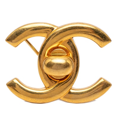 シャネル ヴィンテージ ココマーク ターンロック ブローチ 97P ゴールド メッキ レディース CHANEL 【中古】