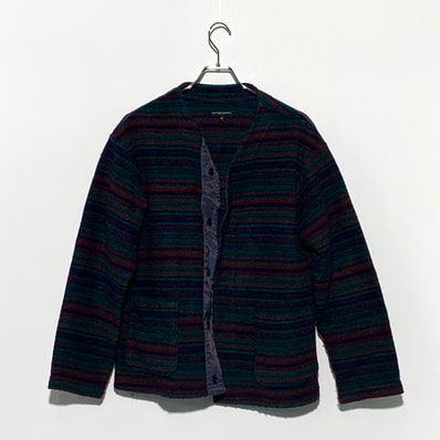 ENGINEERED GARMENTS Knit Cardigan Fair Isle Stripe Sweater Knit Green