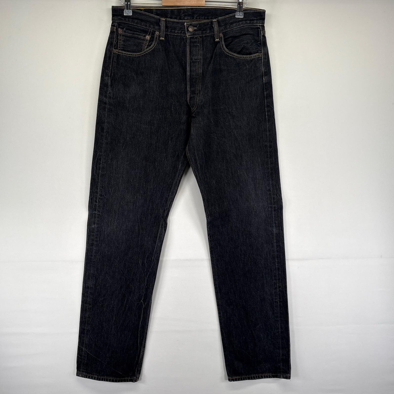 古着 リーバイス Levi's デニム パンツ Gパン ストレート ブラックデニム 501 ボタンフライ 大きいサイズ W36 L38  ブラック系 メンズ