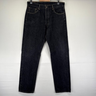古着 リーバイス Levi's デニム パンツ Gパン ストレート ブラックデニム 501 ボタンフライ 大きいサイズ W36 L38 ブラック系 メンズ