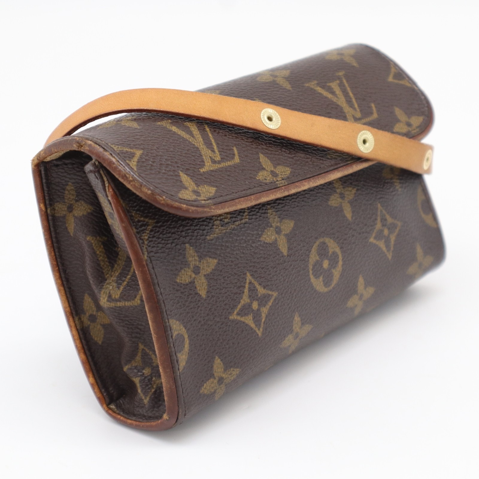 LOUIS VUITTON ルイ・ヴィトン モノグラム ポシェット フロランティーヌ ショルダーストラップ付 M51855 ショルダーバッグ ブラウン ベージュ コーティングキャンバス レザー レディース