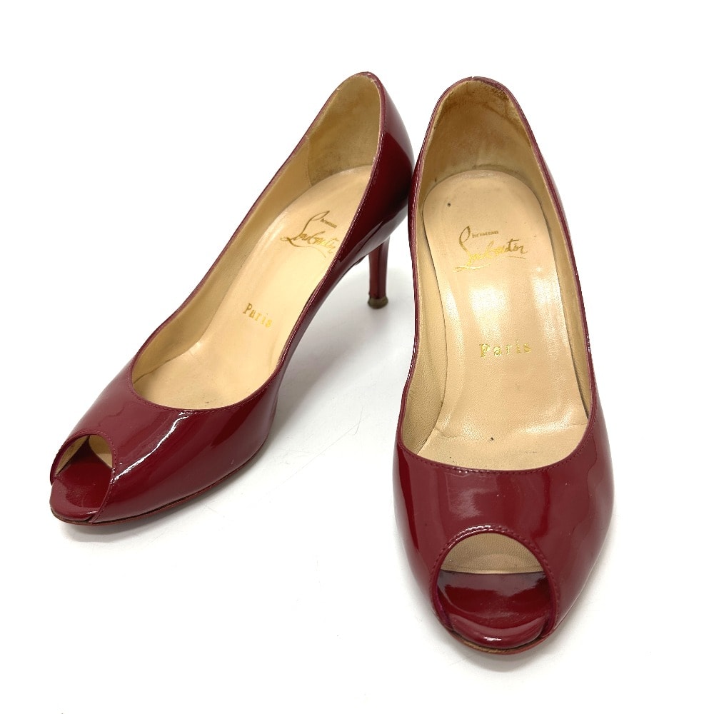 クリスチャンルブタン Christian Louboutin オープントゥ パンプス エナメル パープル