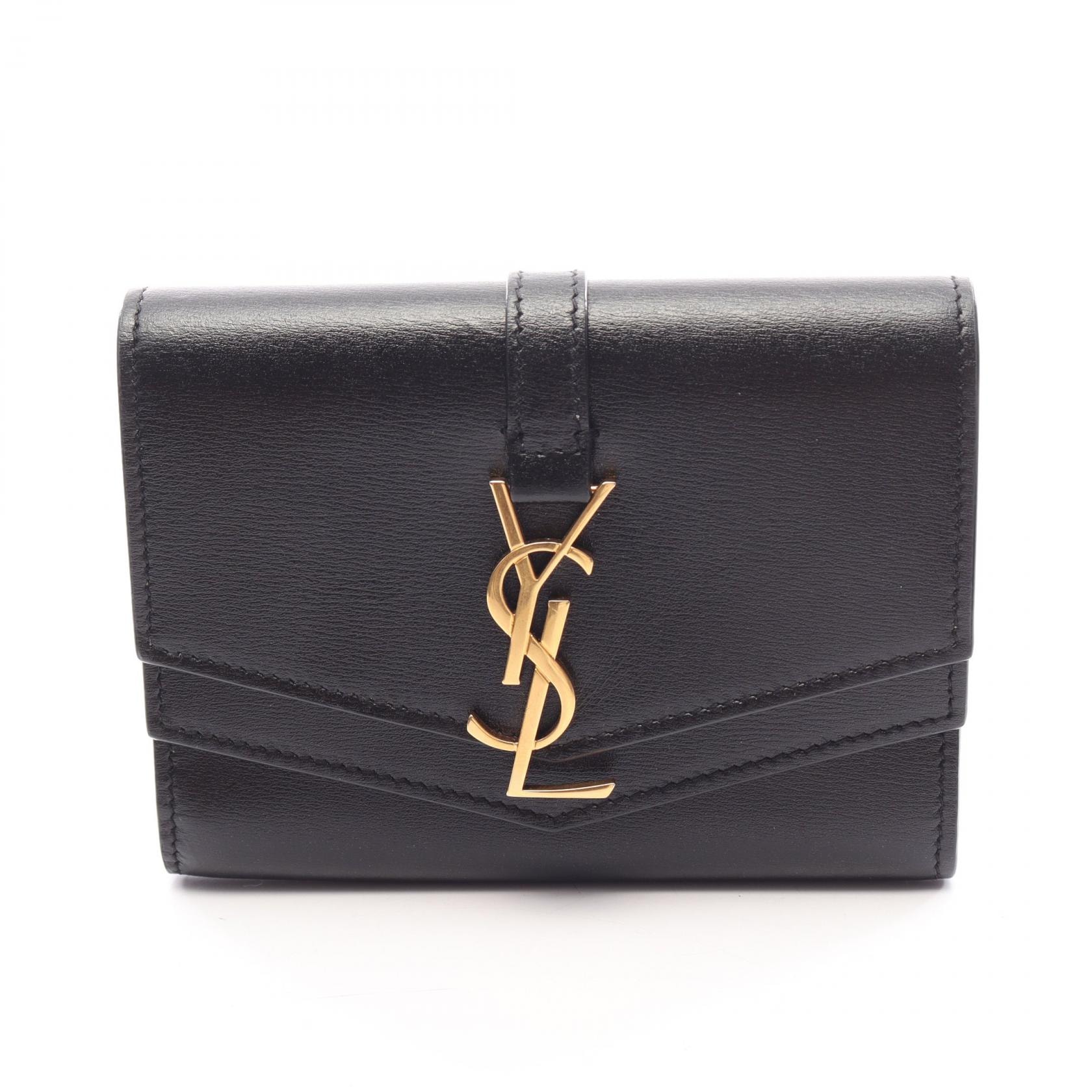 サンローランパリ SAINT LAURENT PARIS コインケース カードケース アクセサリー レザー レディース ブラック系 553563 【中古】