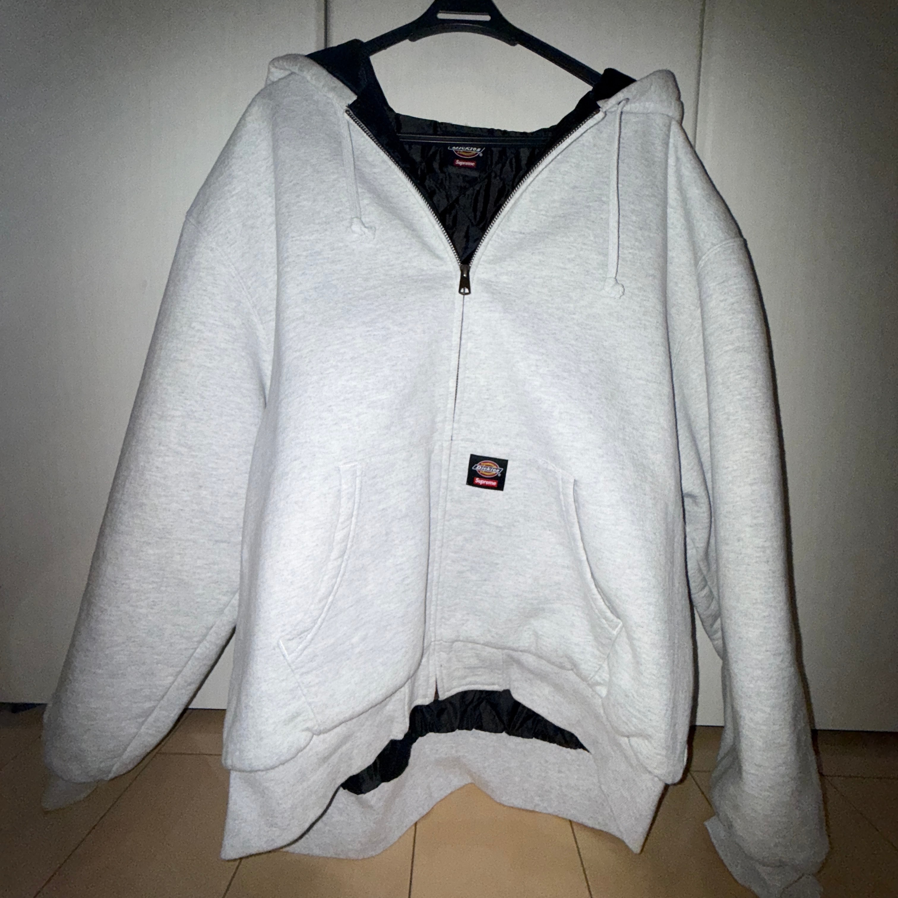 Supreme x Dickies Quilted Lined Zip Up Hooded Sweatshirt "Ash Grey"