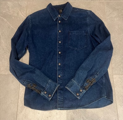 Chrome Hearts Looseends Sleeve Cross Patch Cross Button Denim L/S Shirt "Indigo Blue"