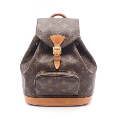 ルイ・ヴィトン LOUIS VUITTON ミニモンスリ リュックサック バックパック バッグ PVCコーティングキャンバス レザー モノグラム レディース ブラウン系 M51137 【中古】