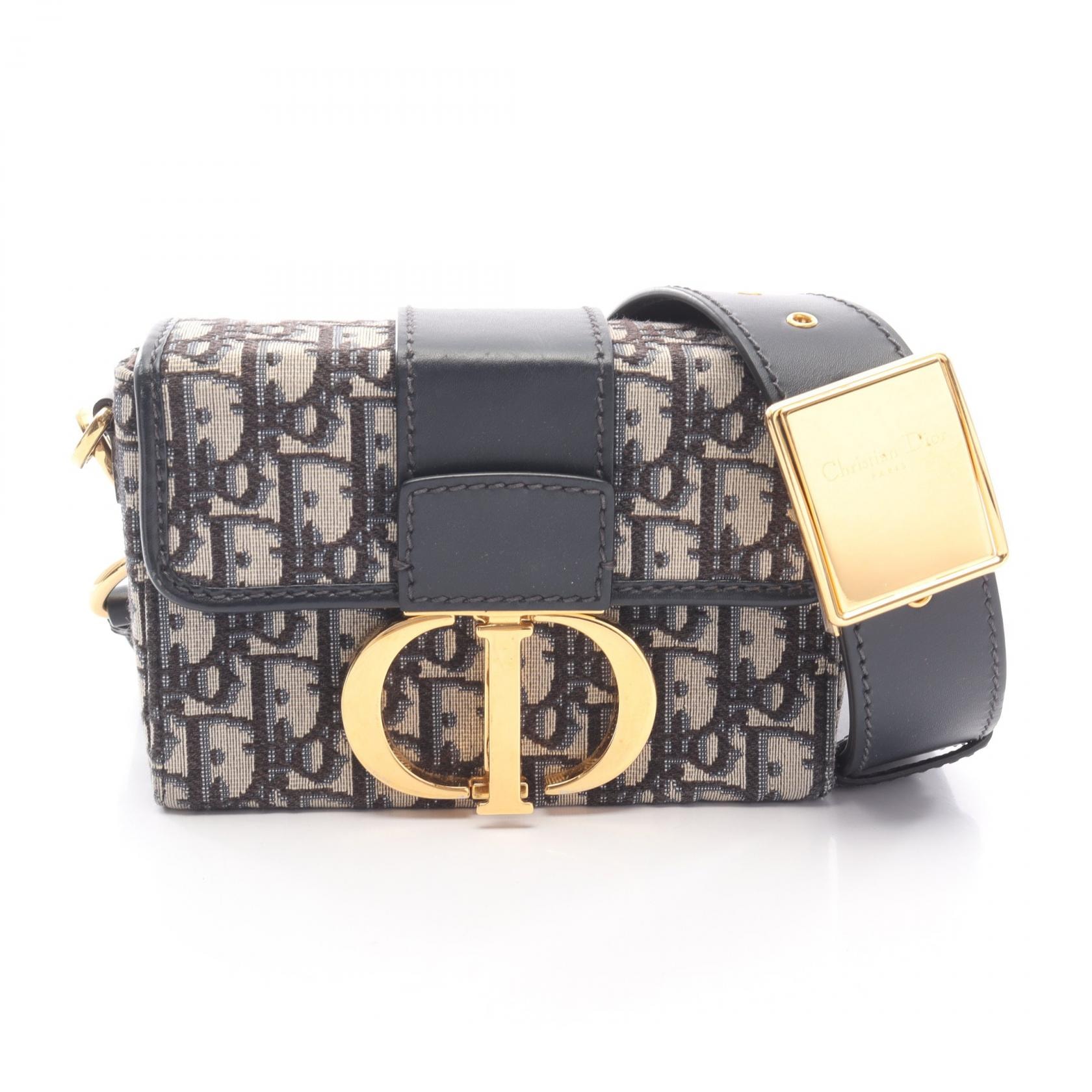 ディオール Dior 30 MONTAIGNE モンテーニュ ボックス オブリーク ショルダーバッグ バッグ キャンバス レザー レディース ベージュ系 / ネイビー系 / ブラック系 M9234UTZQ 【中古】