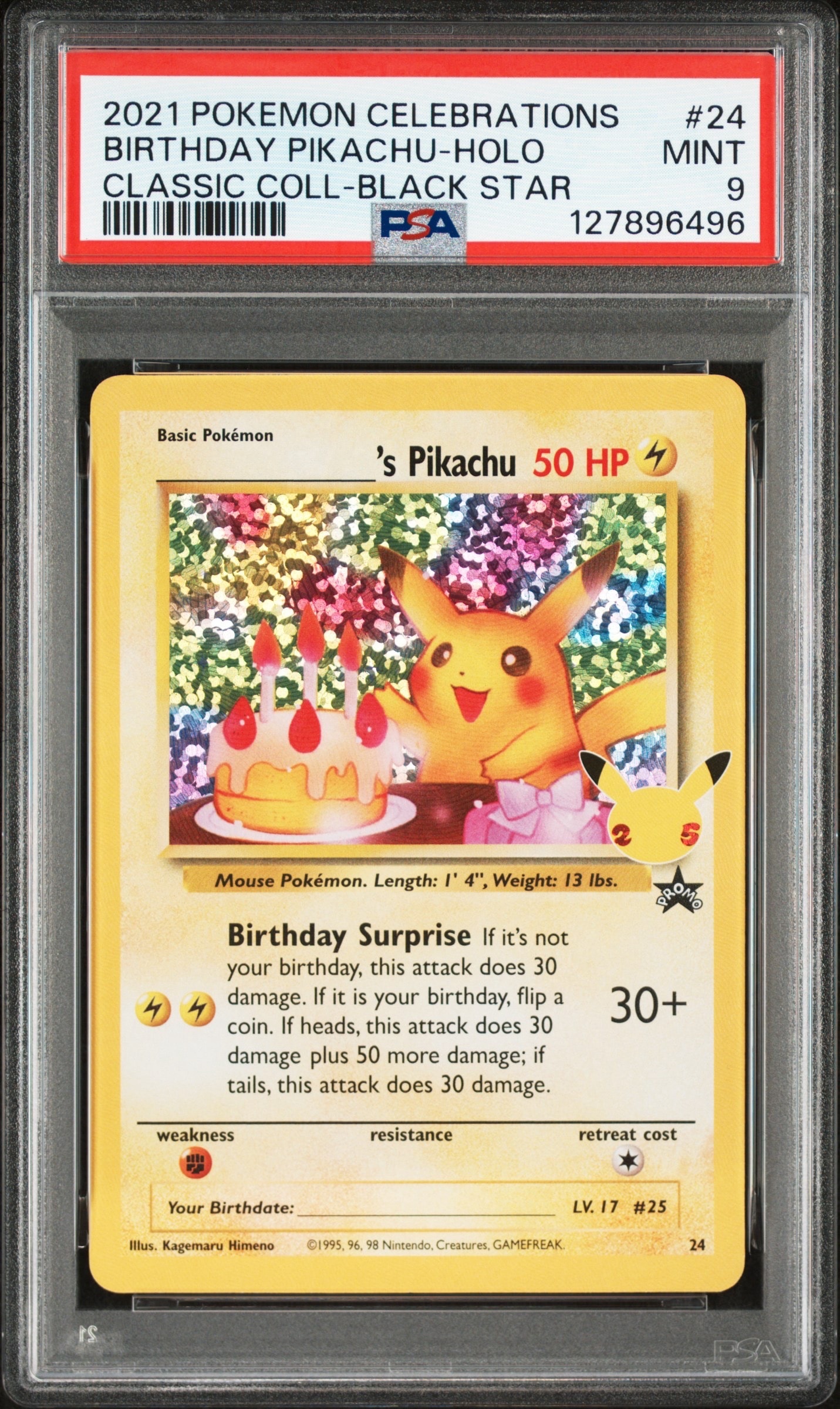 _のピカチュウ(お誕生日ピカチュウ)【英語版】(ソード&シールド「セレブレーションズ」)
