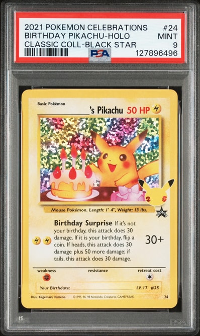 _のピカチュウ(お誕生日ピカチュウ)【英語版】(ソード&シールド「セレブレーションズ」)
