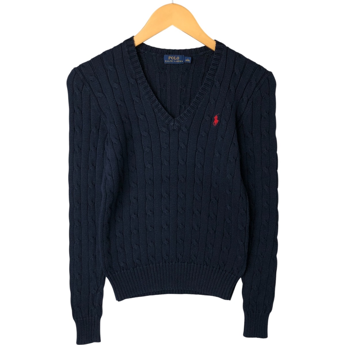 古着 ラルフローレン Ralph Lauren POLO RALPH LAUREN ケーブル編み Vネック コットンニットセーター レディースS相当/eaa549015