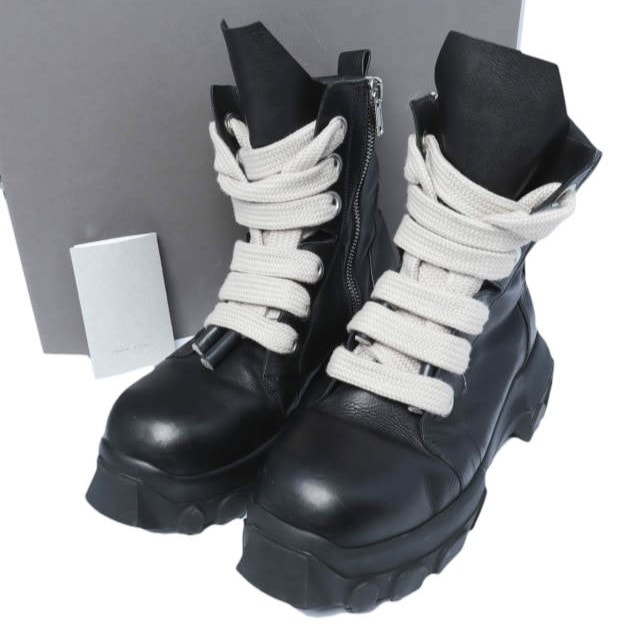 Rick Owens リックオウエンス JUMBOLACE ARMY BOZO TRACTOR ジャンボレース アーミー ボゾ トラクター RU01F2882 LOOW2 44(29cm) BLACK サイドジップ レザー アンクルハイブーツ シューズ