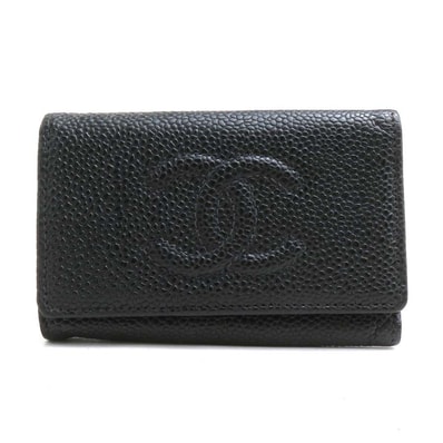 シャネル CHANEL キーケース キャビアスキンレザー ブラック レディース【中古】 r11204a