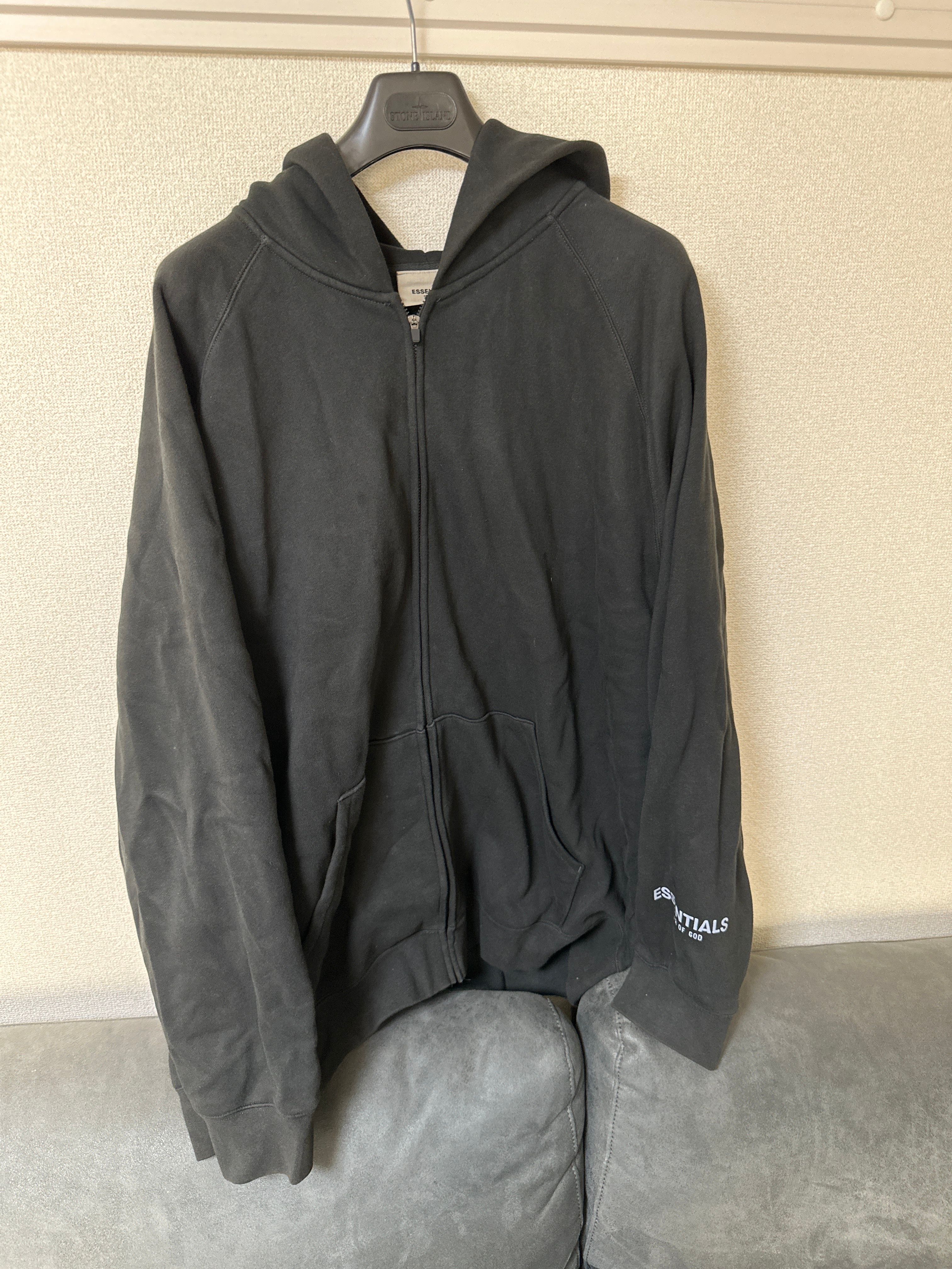 FEAR OF GOD ESSENTIALS 3D Silicon Applique Full Zip Up Hoodie "Black"