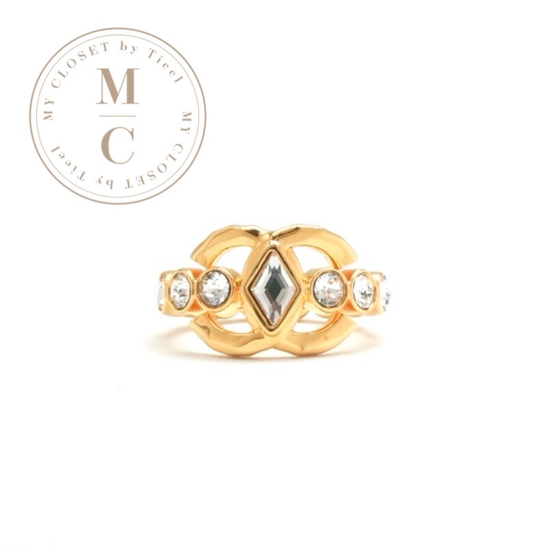 シャネル CHANEL リング 指輪 ココマーク ラインストーン ゴールド