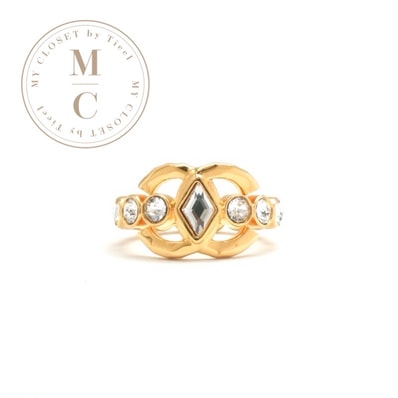 シャネル CHANEL リング 指輪 ココマーク ラインストーン ゴールド