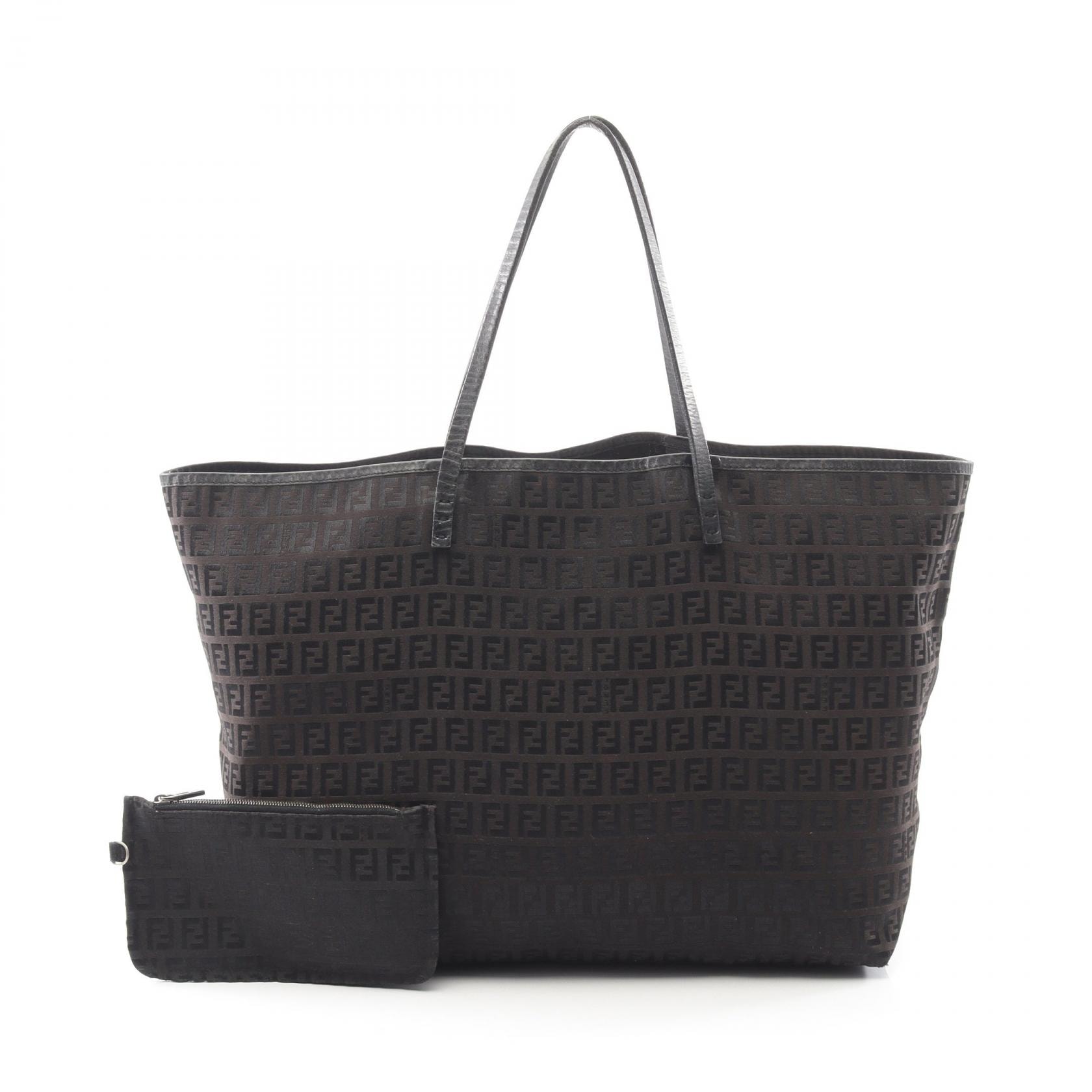 フェンディ FENDI ズッキーノ トートバッグ バッグ キャンバス レザー レディース ブラウン系 / ブラック系 【中古】