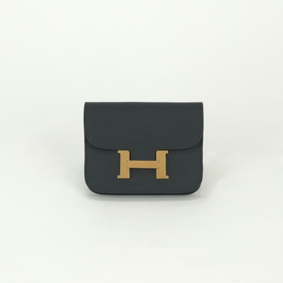 エルメス HERMES コンスタンススリム コンスタンス スリム 財布 二つ折り財布 ミニ財布 ミニウォレット エプソン ノワール Noir ブラック Black 黒 ゴールド金具 ヴォーエプソン コンスタンスミニ
