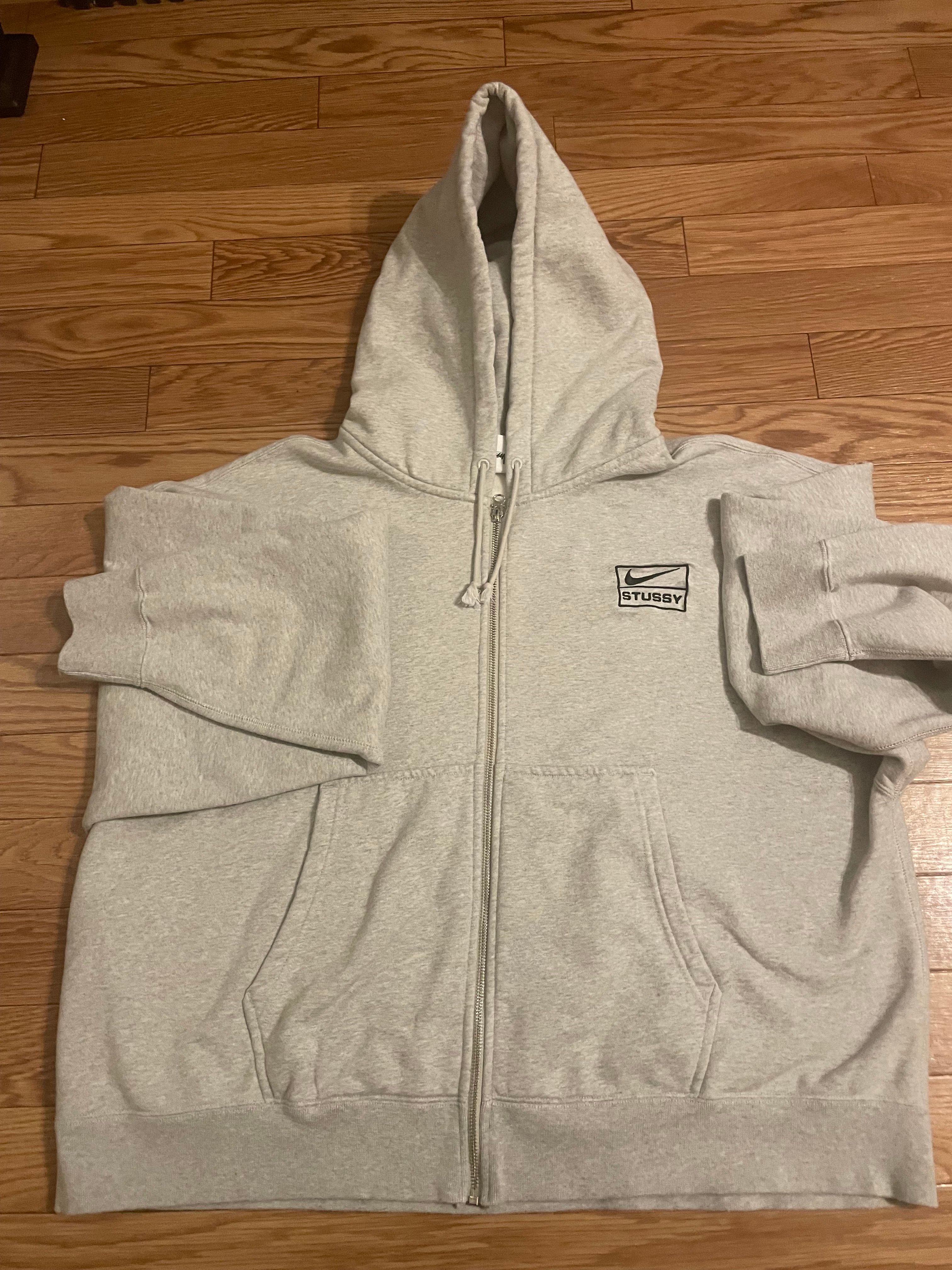 Stussy x Nike Fleece Zip Hoodie "Grey Heather" (US Size) FJ9181-050