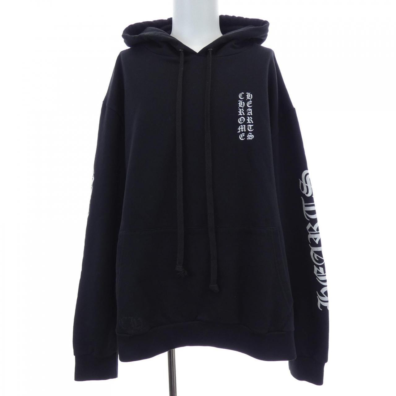 Chrome Hearts Vertical Logo Pullover Hoodie "Black/White"