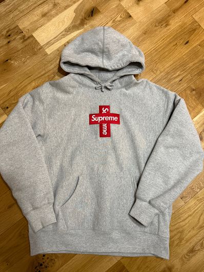 Supreme Cross Box Logo Hooded Sweatshirt "Grey"