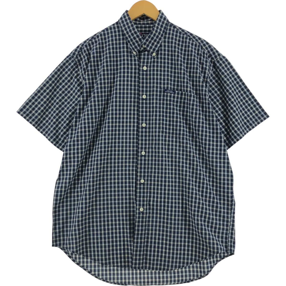 古着 ラルフローレン Ralph Lauren CHAPS チャップス 半袖 ボタンダウン チェックシャツ メンズL相当/eaa535682