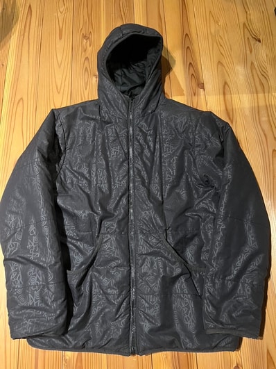 ヴィンテージ 90s◆STUSSY ステューシー リバーシブル 中綿入り(サーモライト) ジャケットパーカー (メンズM)黒 ブラック/総柄